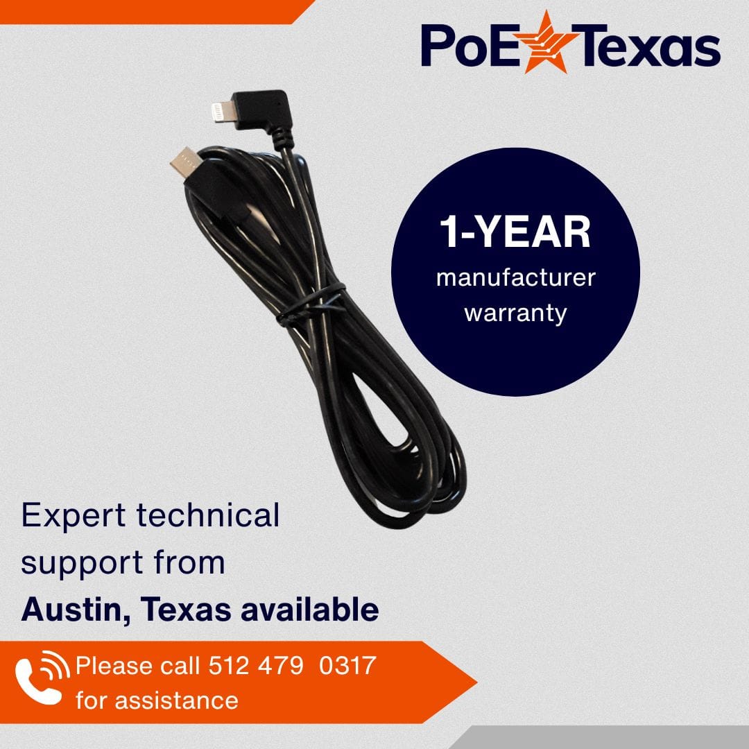 POE Texas Cable USB-C to Lightning Right Angle Cable - 30 Centimeters