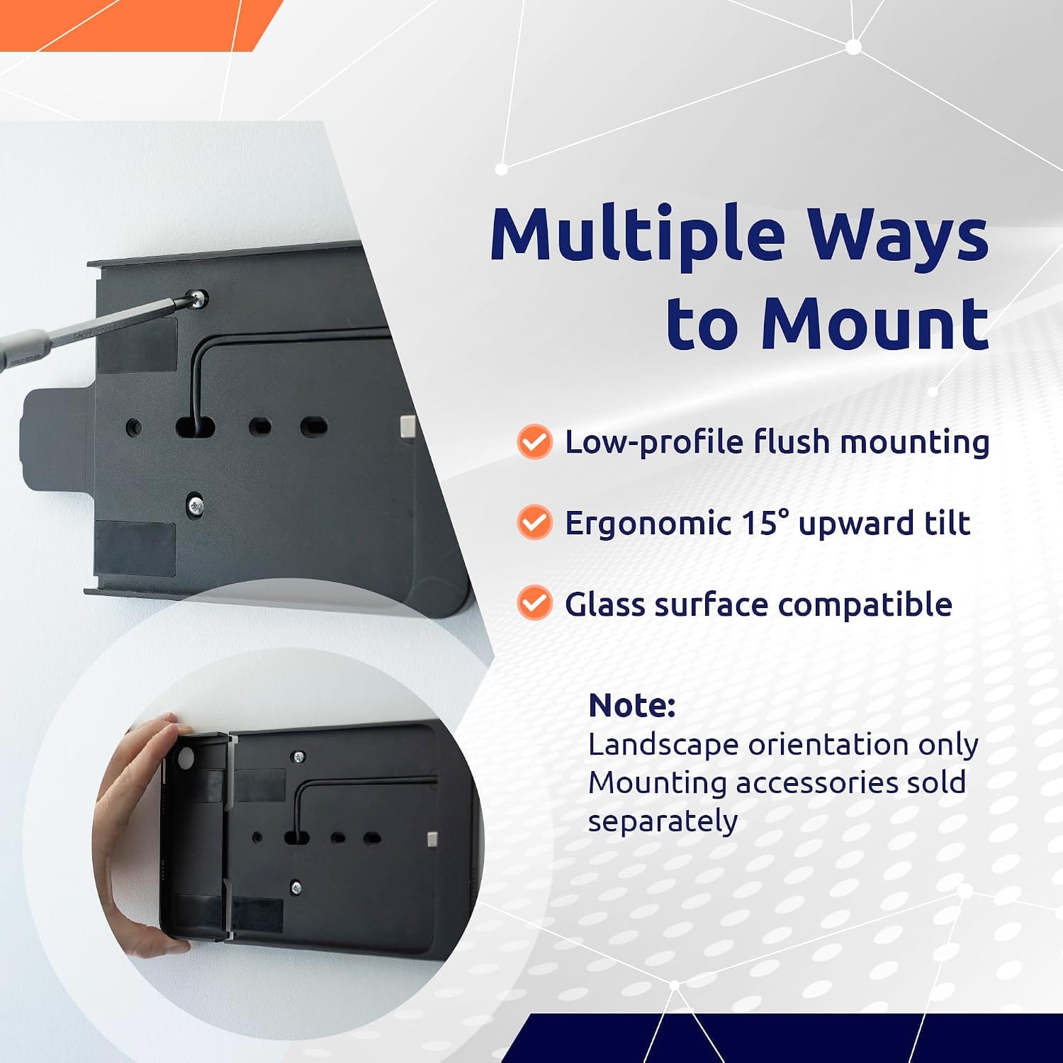 PoE Texas For Tablets iPad Mini 6 Wall Mount | Black Aluminum Surface Mount - including free DASH scheduler app download