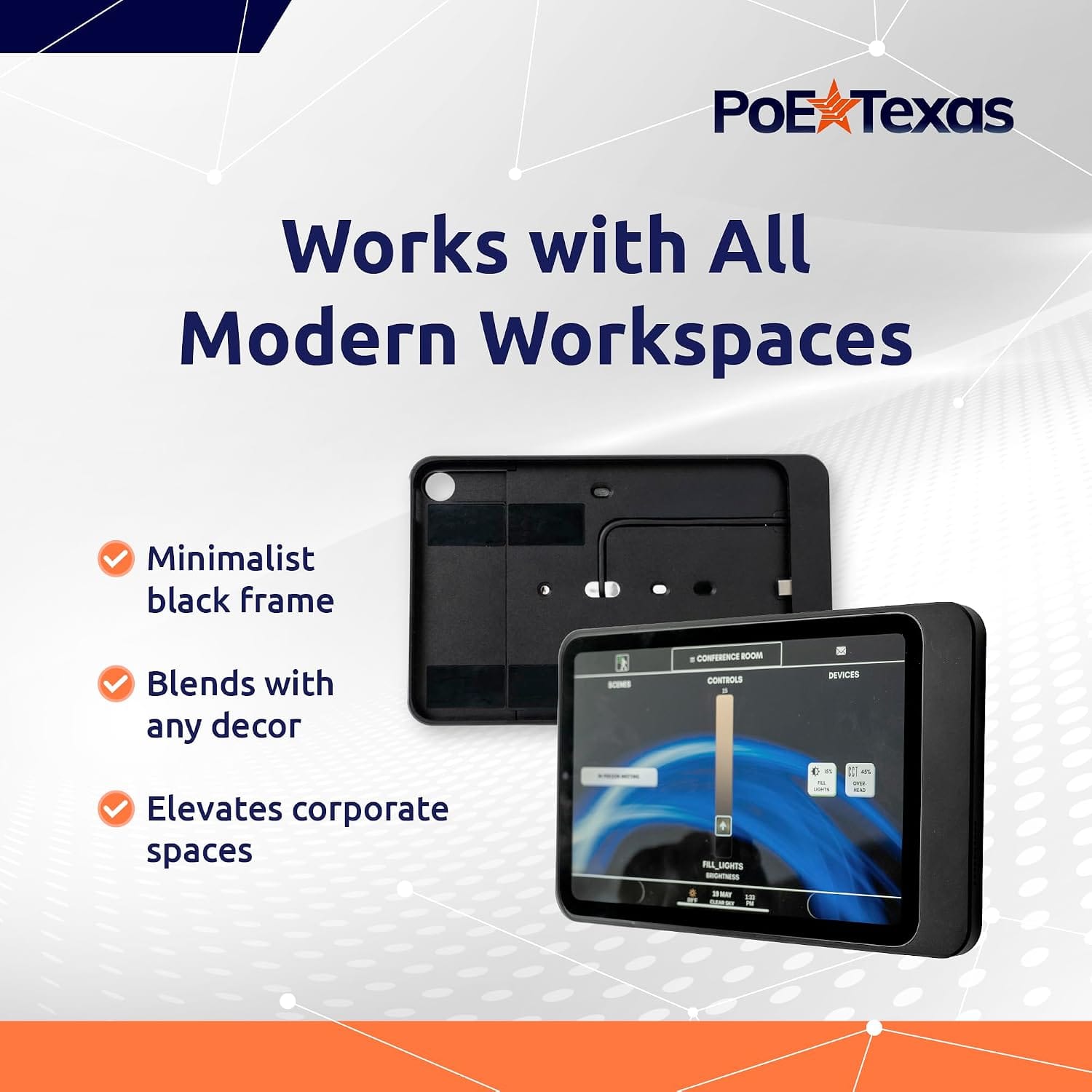 PoE Texas For Tablets iPad Mini 6 Wall Mount | Black Aluminum Surface Mount - including free DASH scheduler app download