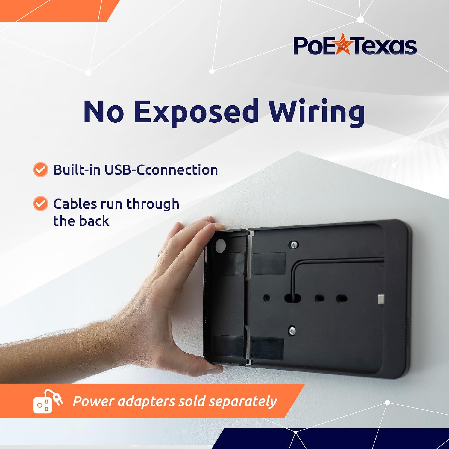 PoE Texas For Tablets iPad Mini 6 Wall Mount | Black Aluminum Surface Mount - including free DASH scheduler app download