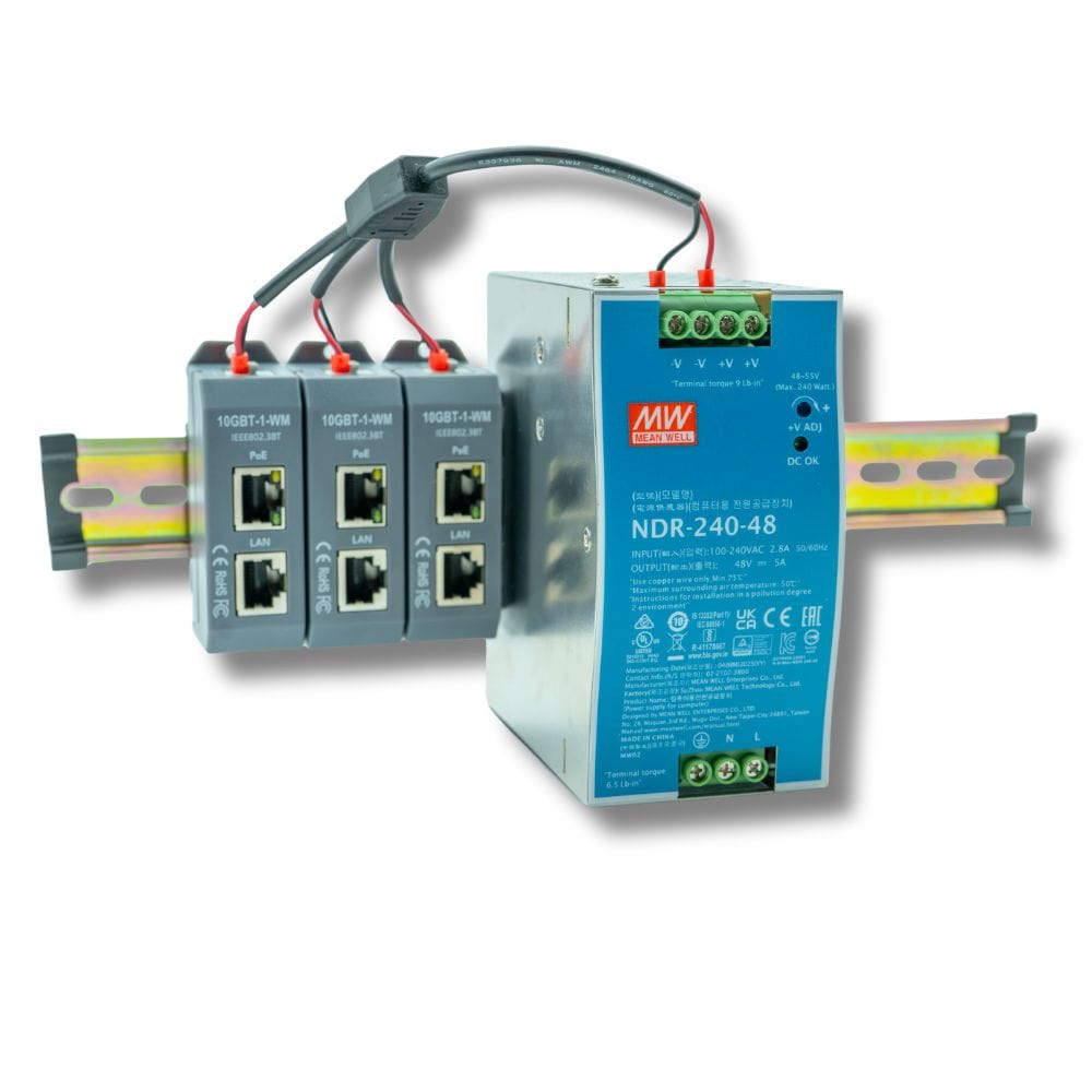PoE Texas Injector 10 Gigabit PoE++ (802.3bt) 3-port Injector kit with 48 Volt 240 Watt Output with Power Supply