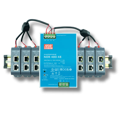 PoE Texas Injector 10 Gigabit PoE++ (802.3bt) 6-port Injector Kit with 48 Volt 480 Watt Output with Power Supply