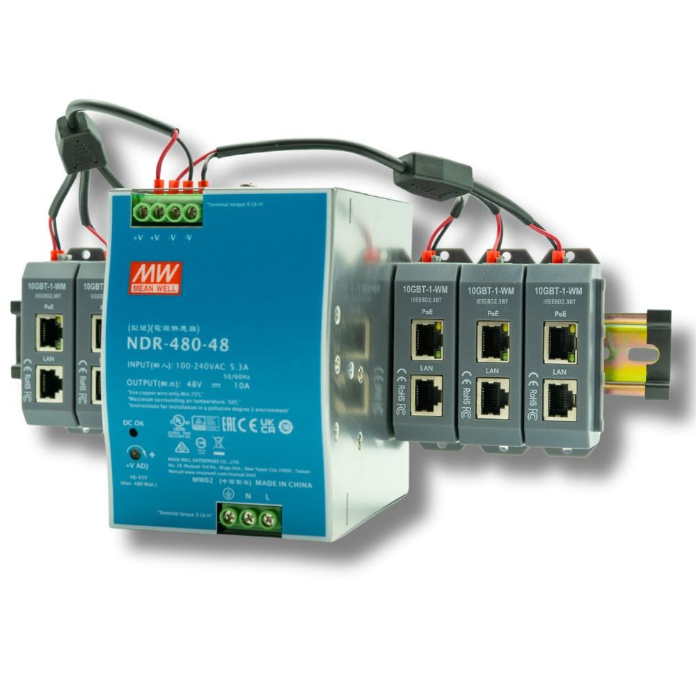 PoE Texas Injector 10 Gigabit PoE++ (802.3bt) 6-port Injector Kit with 48 Volt 480 Watt Output with Power Supply