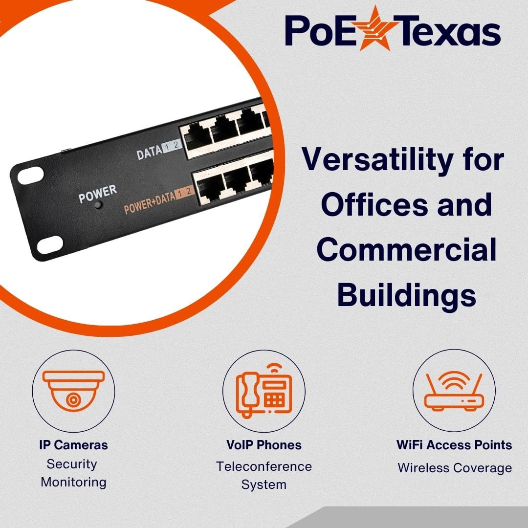 PoE Texas Injector 12 Port 10/100 Mbps Mode B Rack Mount 12 Port Injector