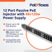 PoE Texas Injector 12-Port 10/100, Mode B, Rack Mount PoE Injector with 48 Volt 120 Watt Power Supply