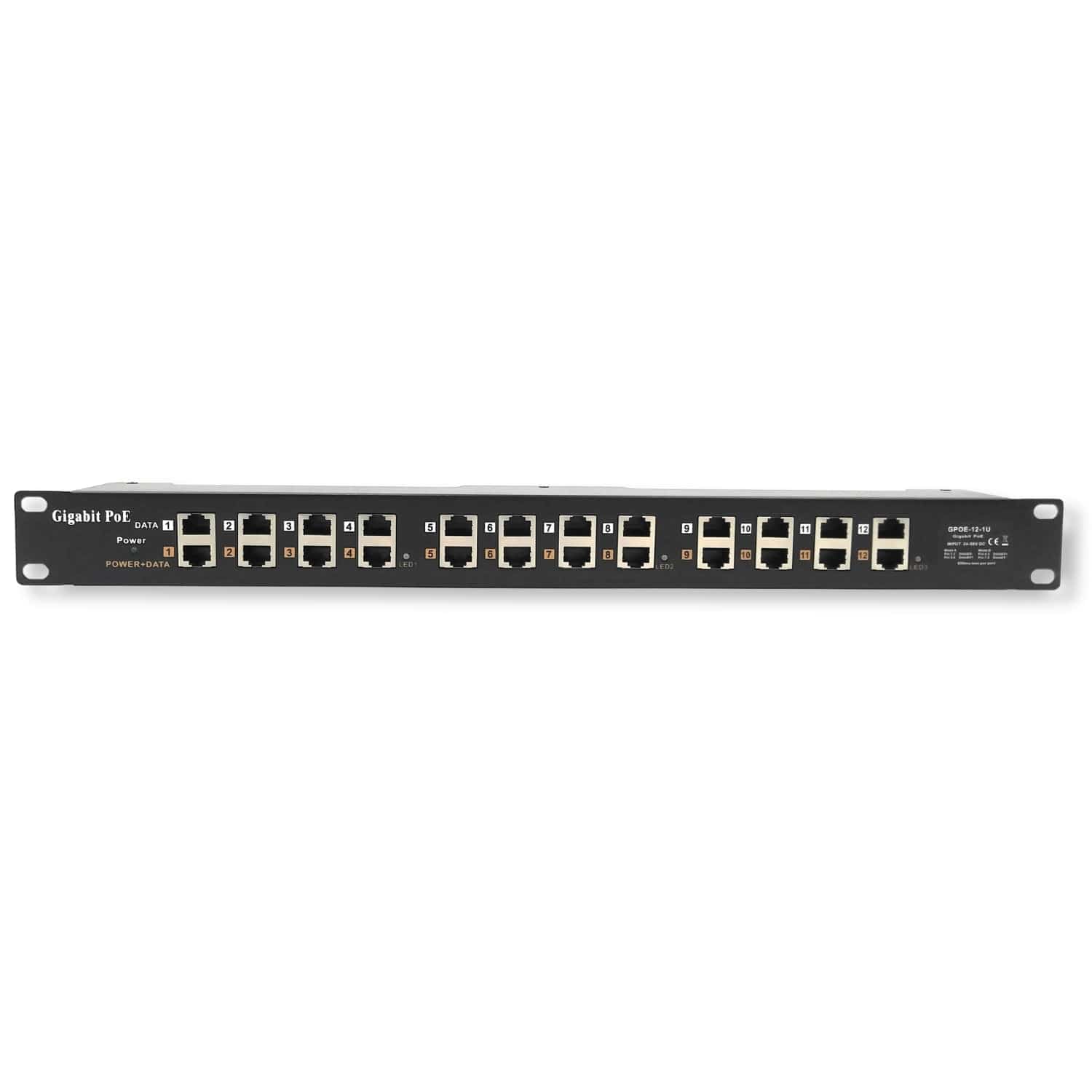 PoE Texas Injector 12 Port Gigabit Passive Mode A/B Rack Mount PoE Injector