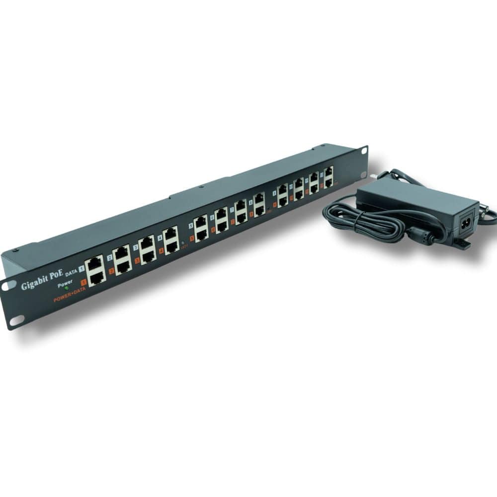 12-Port Gigabit Rack Mount PoE Injector with 48V 60W Power Supply — POE ...