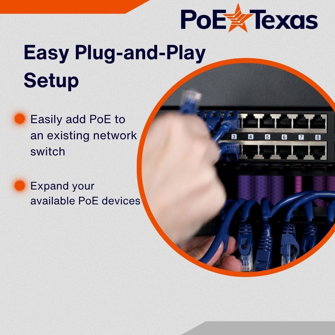 PoE Texas Injector 16-Port 10/100, Mode B, Rack Mount Injector without Power Supply
