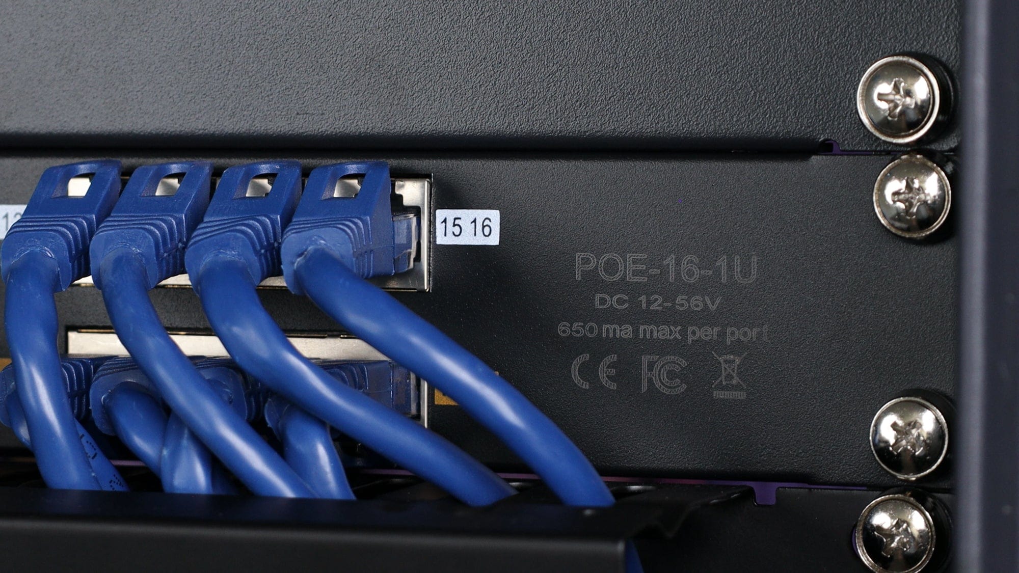 PoE Texas Injector 16-Port 10/100, Mode B, Rack Mount PoE Injector with 48 Volt 120 Watt Power Supply