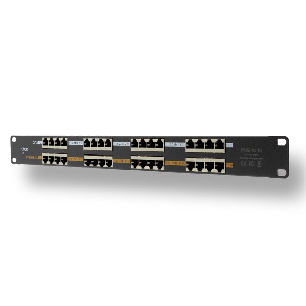 PoE Texas Injector 16-Port 10/100, Mode B, Rack Mount PoE Injector with 48 Volt 120 Watt Power Supply