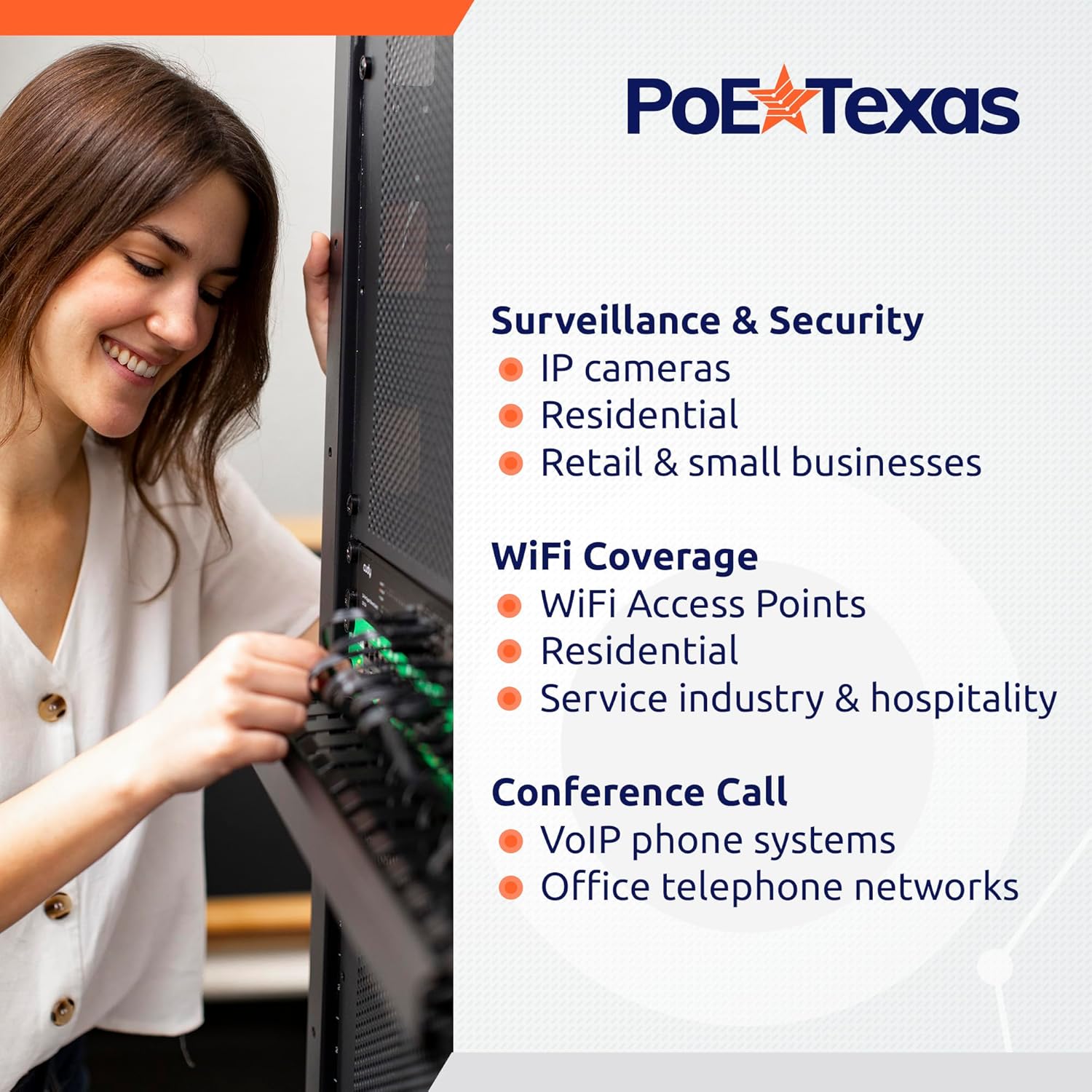 PoE Texas Injector 16 Port Active PoE Injector with 48 Volt 700 Watt Power Supply