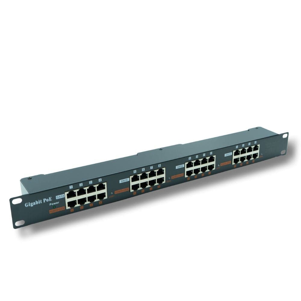 PoE Texas Injector 16 Port Gigabit Mode A Rack Mount PoE Injector (Power Supply Not Included)