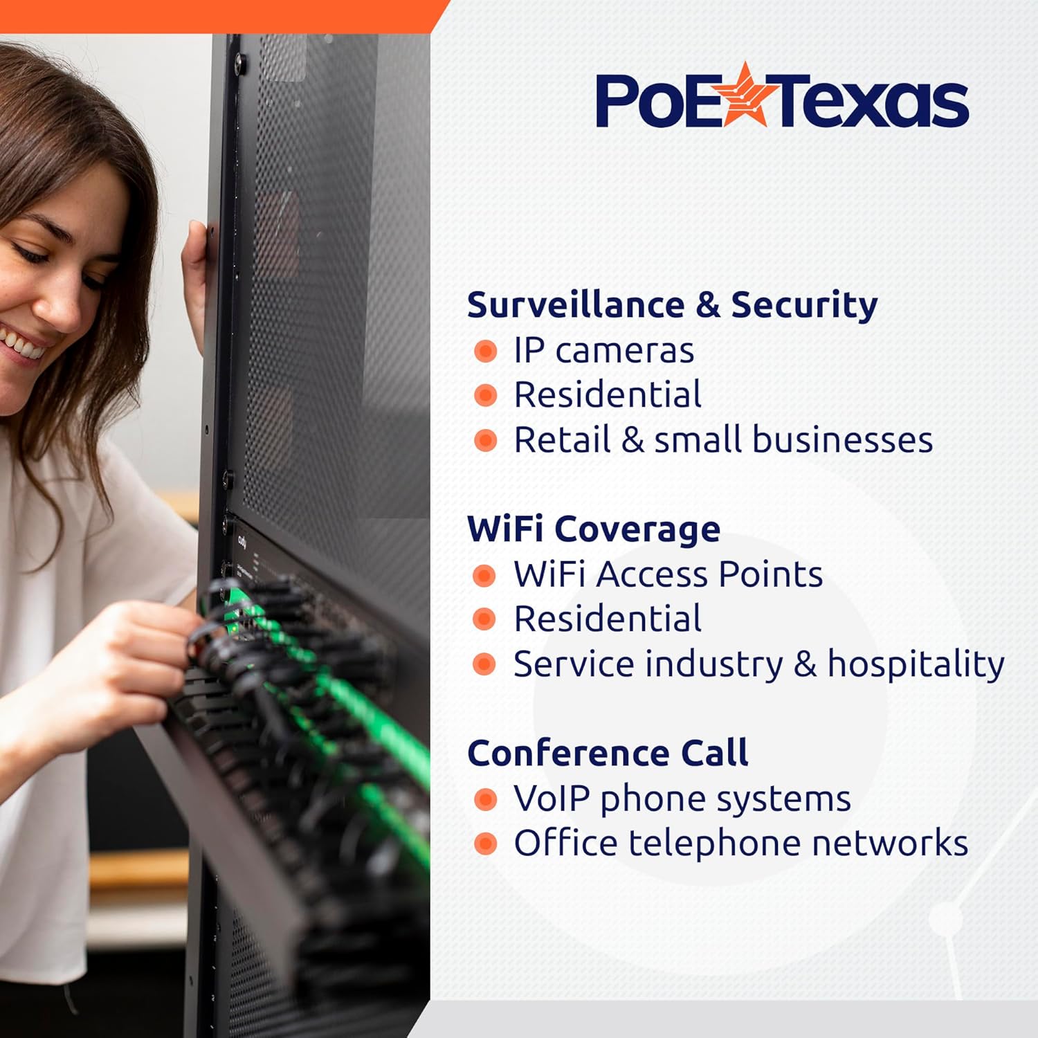 PoE Texas Injector 24 Port Active PoE Injector with 48 Volt Output and 700 Watt Budget