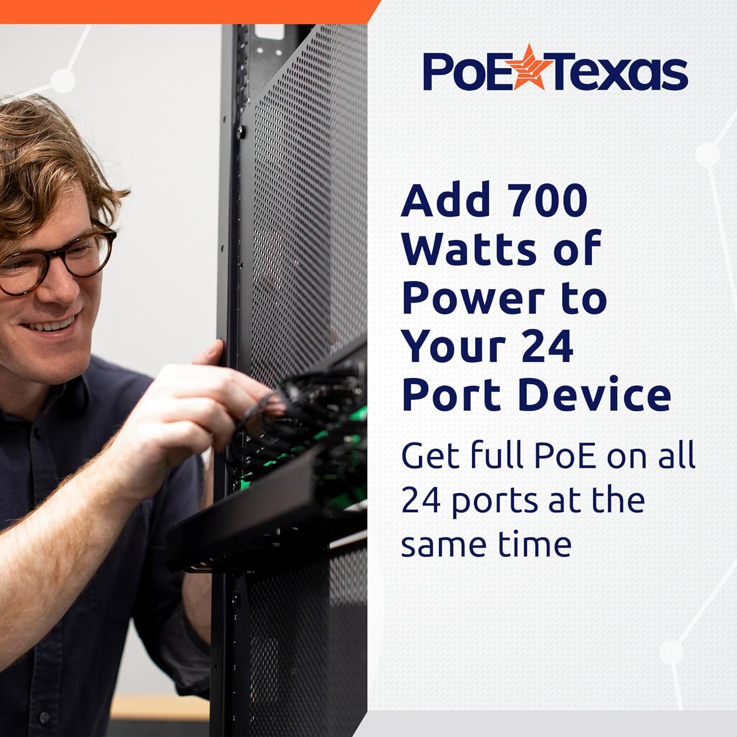 PoE Texas Injector 24 Port Active PoE Injector with 48 Volt Output and 700 Watt Budget