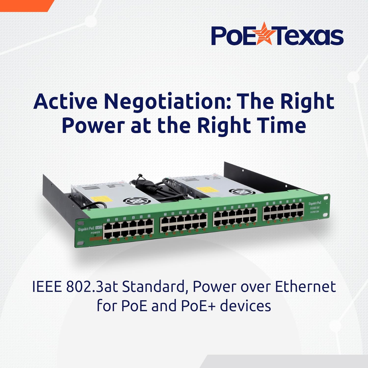 PoE Texas Injector 24 Port Active PoE Injector with 48 Volt Output and 700 Watt Budget