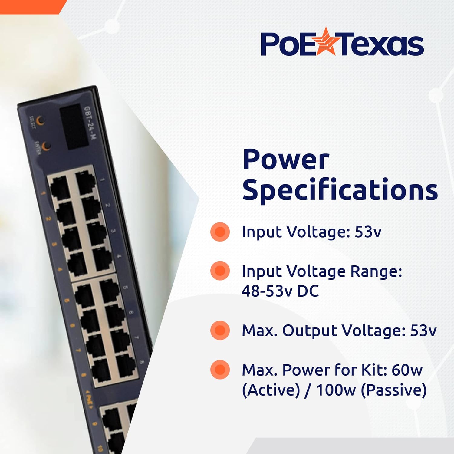 POE Texas Injector 24-Port Gigabit 802.3bt Managed PoE Injector