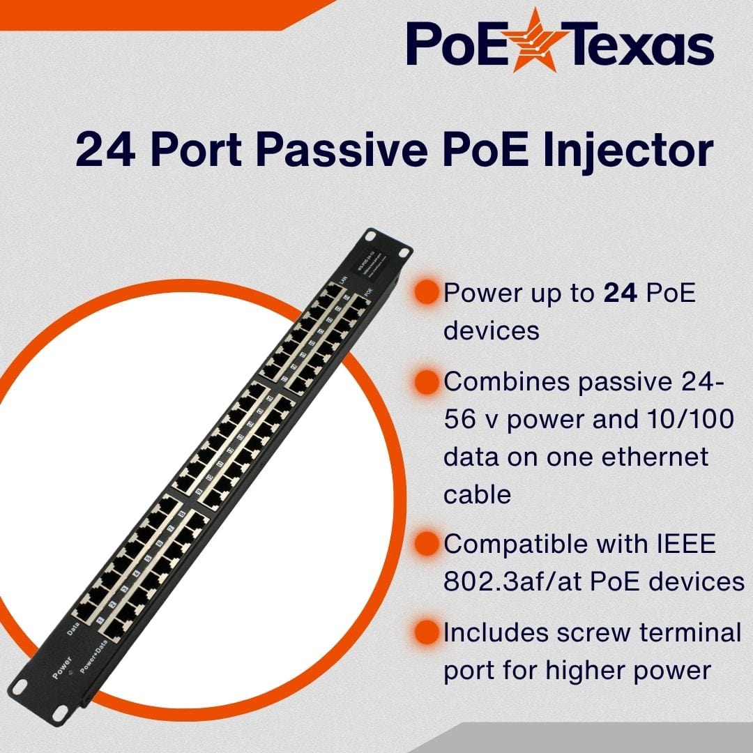 PoE Texas Injector 24-Port Rack Mount 10/100 PoE Injector