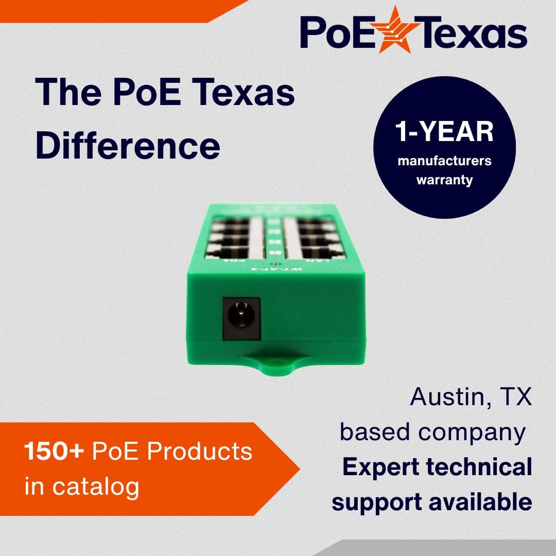 PoE Texas Injector 4-Port Active Gigabit Mode A PoE Injector