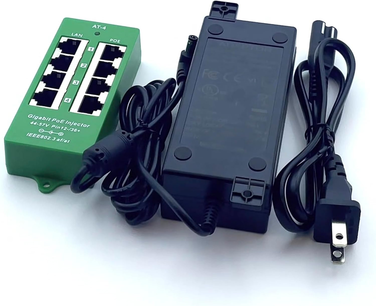 PoE Texas Injector 4 Port Active Gigabit Mode A PoE Injector with 48 Volt 60 Watt Power Supply