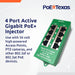 PoE Texas Injector 4 Port Active Gigabit Mode A PoE Injector with 56 Volt 120 Watt Power Supply