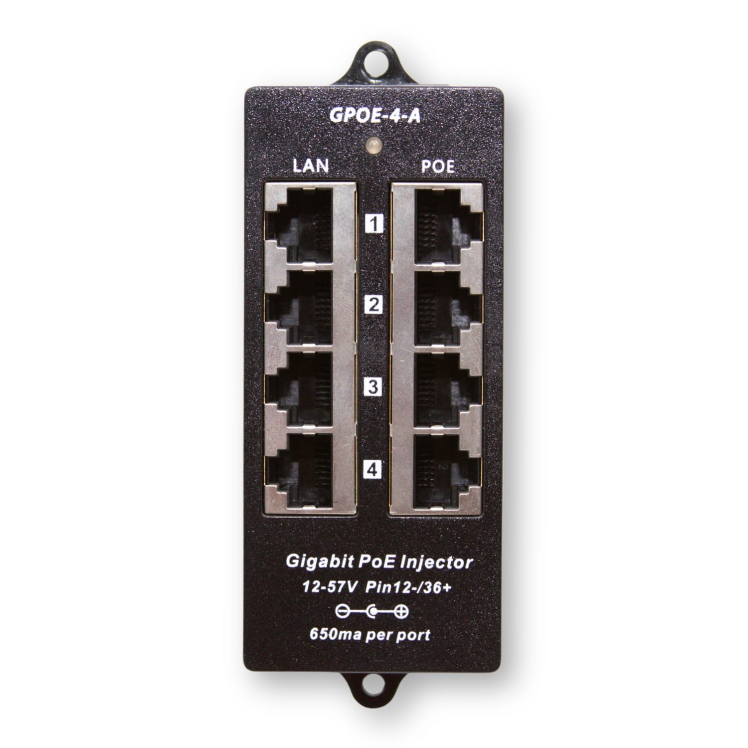 PoE Texas Injector 4 Port Gigabit Mode A PoE Injector with 48 Volt 60 Watt Power Supply