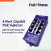 POE Texas Injector 4 Port Gigabit PoE Injector with 24 Volt 30 Watt Power Supply