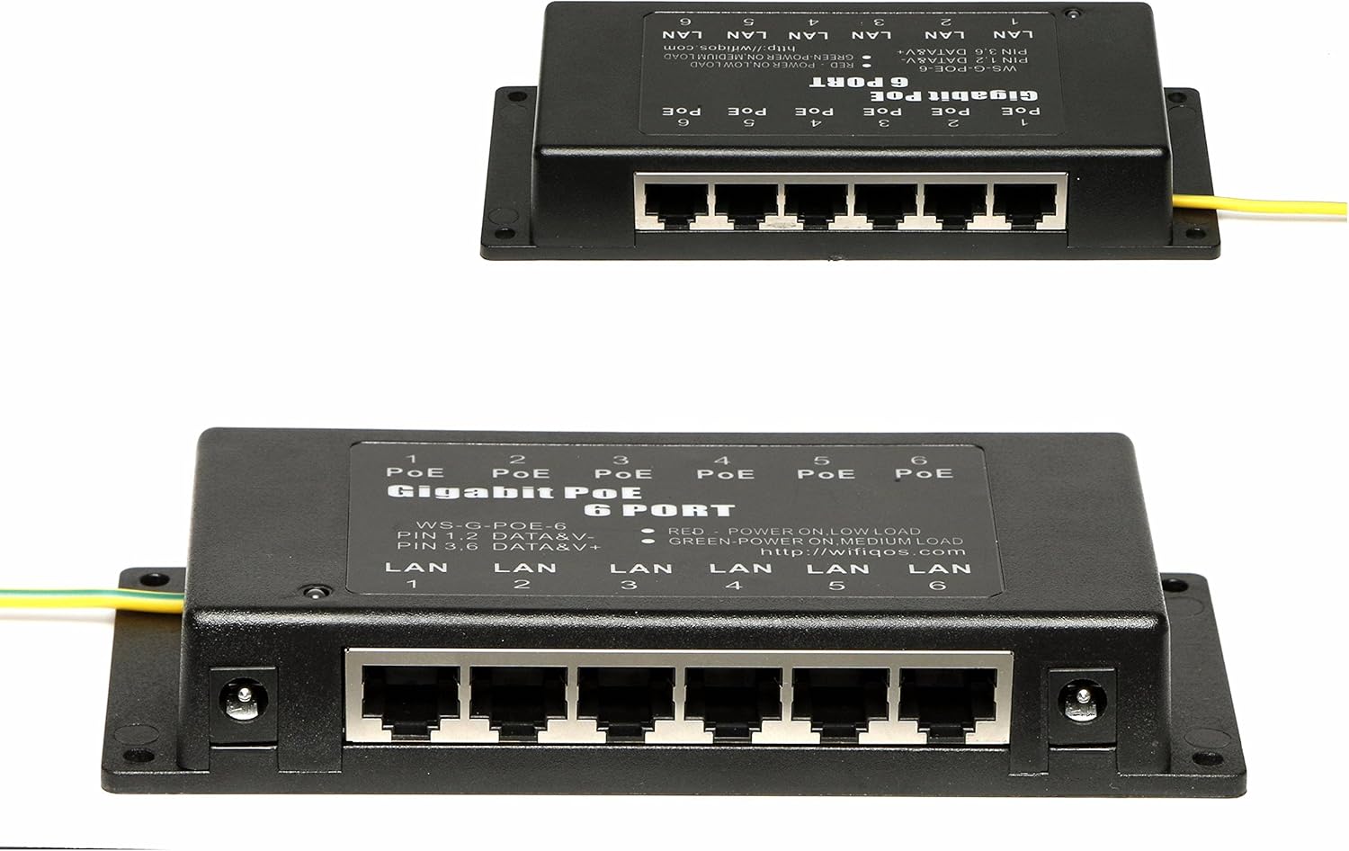 PoE Texas Injector 6-Port Gigabit, Mode A/B PoE Injector with 2.1mm Y-Cable