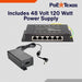 PoE Texas Injector 6 Port Gigabit, Mode A/B PoE Injector with 48V 120W Power Supply