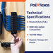 PoE Texas Injector 8-Port 10/100, Mode B PoE Injector with 48 Volt 120 Watt Power Supply