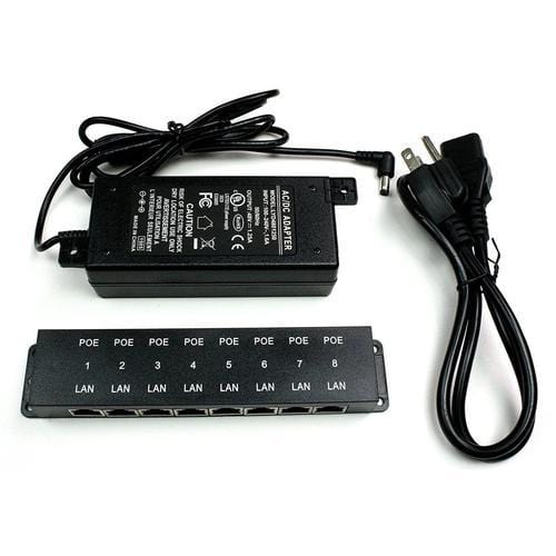 PoE Texas Injector 8 Port 10/100 Mode B PoE Injector with 48V 60W Power Supply
