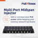 PoE Texas Injector 8 Port 10/100, Mode B PoE Injector Without a Power Supply
