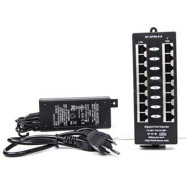 POE Texas Injector 8 Port Gigabit, Mode A PoE Injector with 48 Volt 60 Watt Power Supply-Bundle
