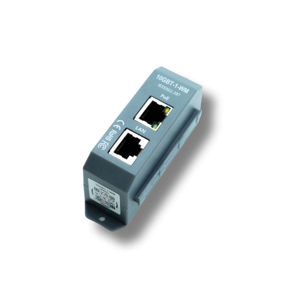 PoE Texas Injector Single Port 10 Gigabit PoE++ (802.3bt) Injector with 56 Volt 120 Watt Output with Power Supply
