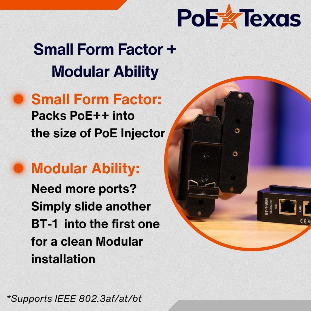 PoE Texas Injector Single Port 2.5 Gigabit PoE++ (802.3bt) Injector 90W Output without Power Supply