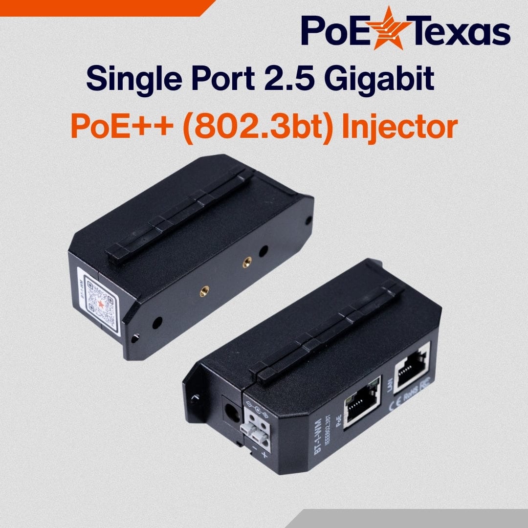 PoE Texas Injector Single Port 2.5 Gigabit PoE++ (802.3bt) Injector 90W Output without Power Supply