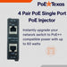 PoE Texas Injector Single Port Gigabit Mode A/B PoE Injector with 48V 60W Power Supply and 2.1mm Y-Cable