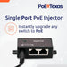 PoE Texas Injector Single Port Gigabit Mode B PoE Injector with 48 Volt 15 Watt Output