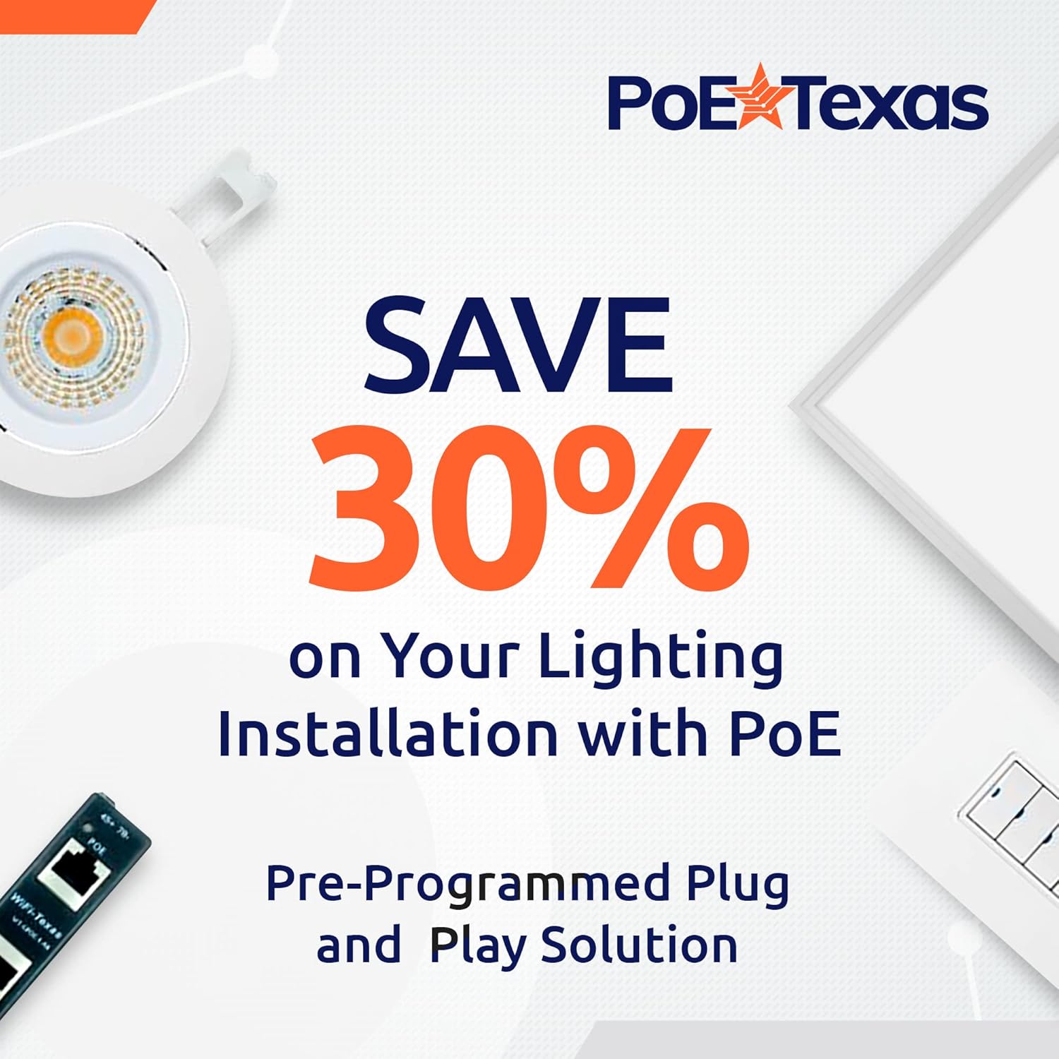 POE Texas Lighting Managed LED Lighting - Single/Double Room Kit - DENT-LK-C4-A