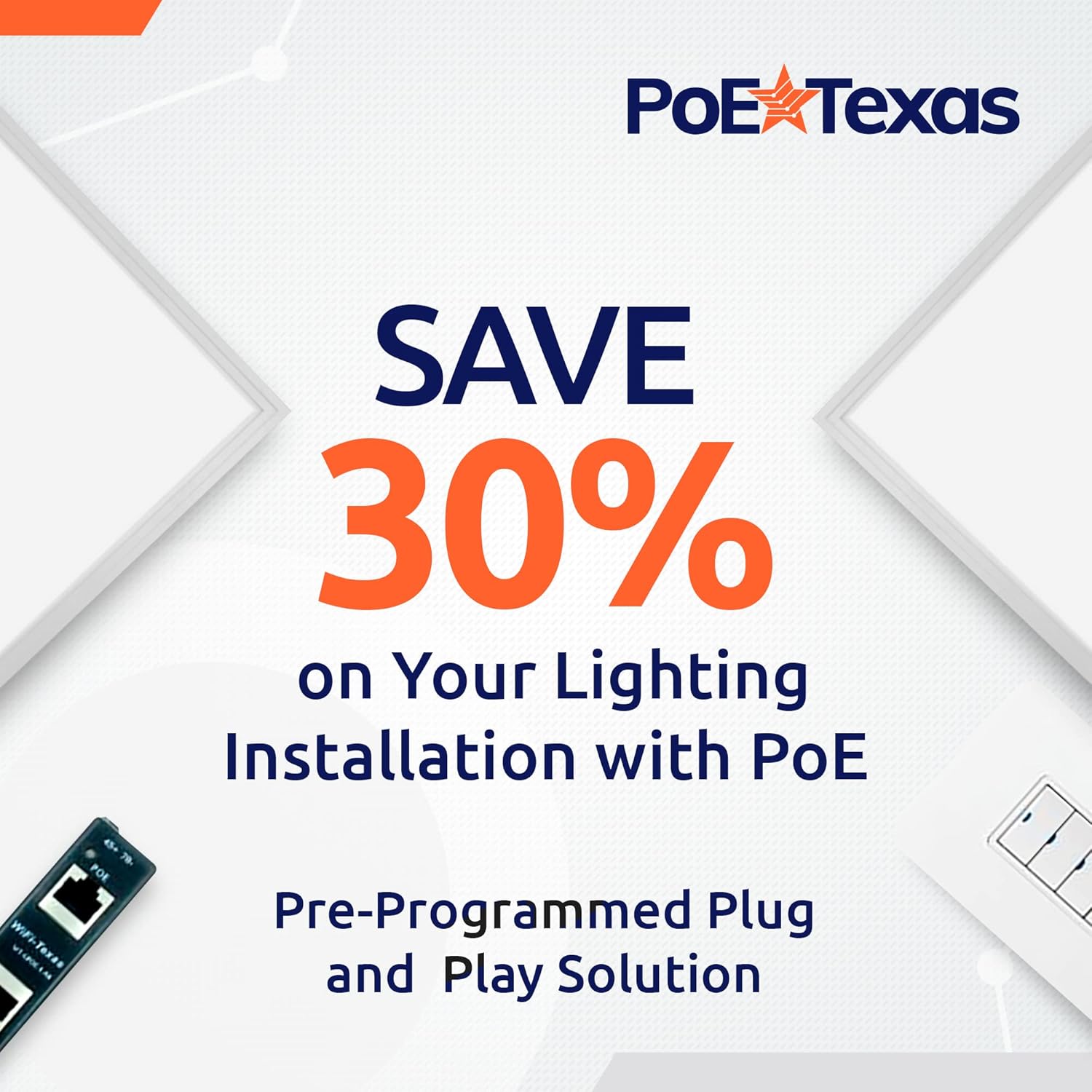 POE Texas Lighting Managed LED Lighting - Single/Double Room Kit - DENT-LK-C4-B