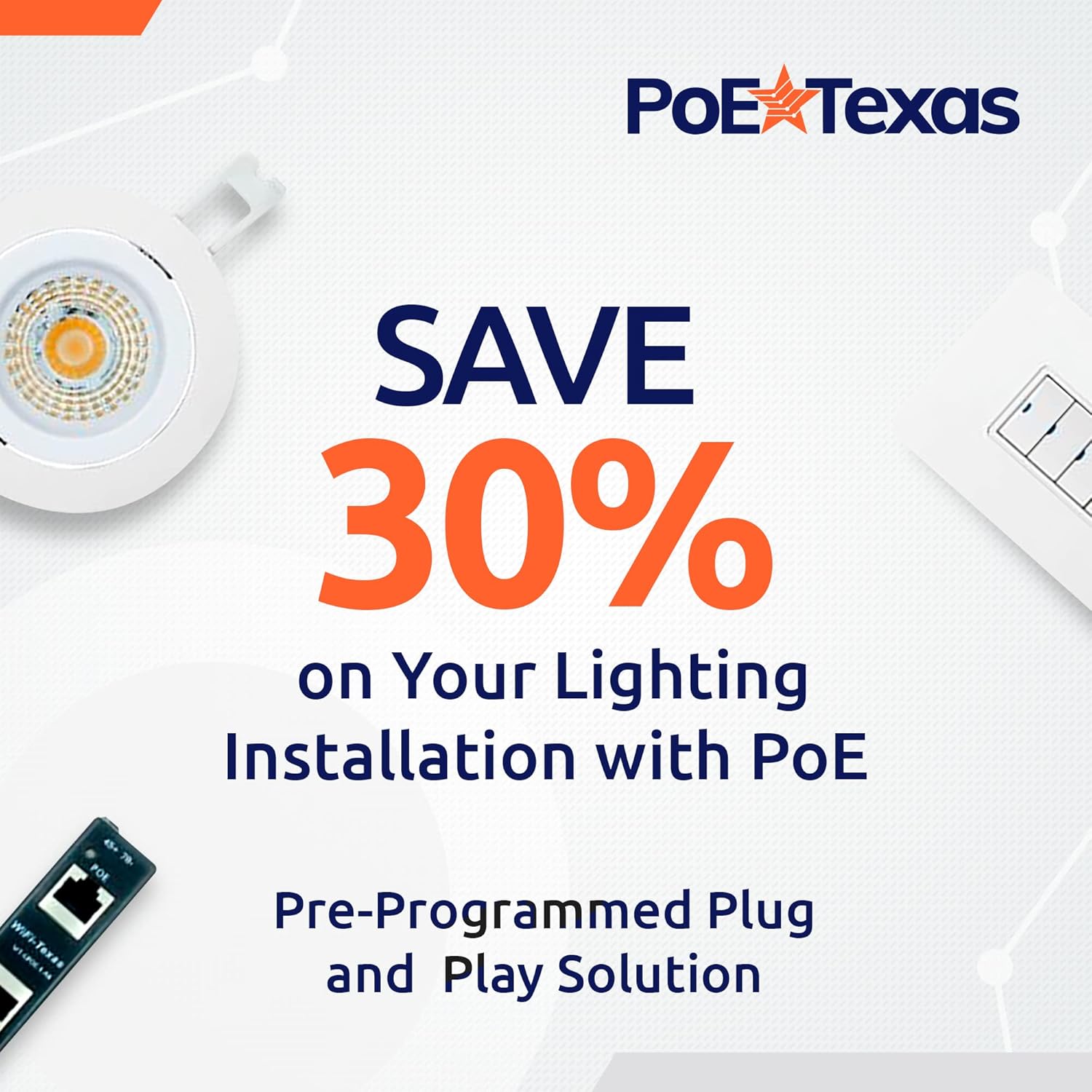 POE Texas Lighting Managed LED Lighting - Single Room Kit - DENT-LK-C2-B