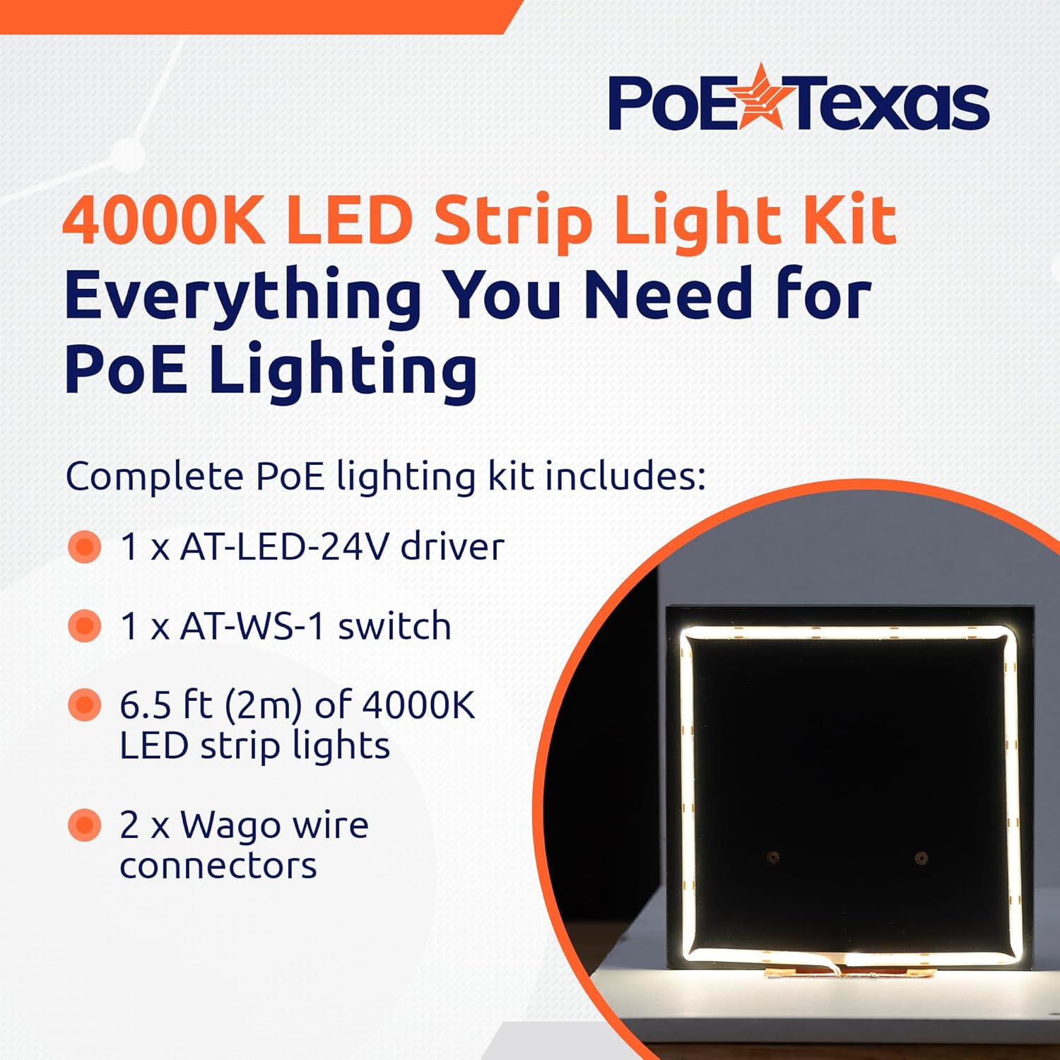 POE Texas Lighting PoE Lighting Plug and Play Kit with 24V LED Driver, LED strip, and Wireless Light Switch: AT-LED-24V-STRIP