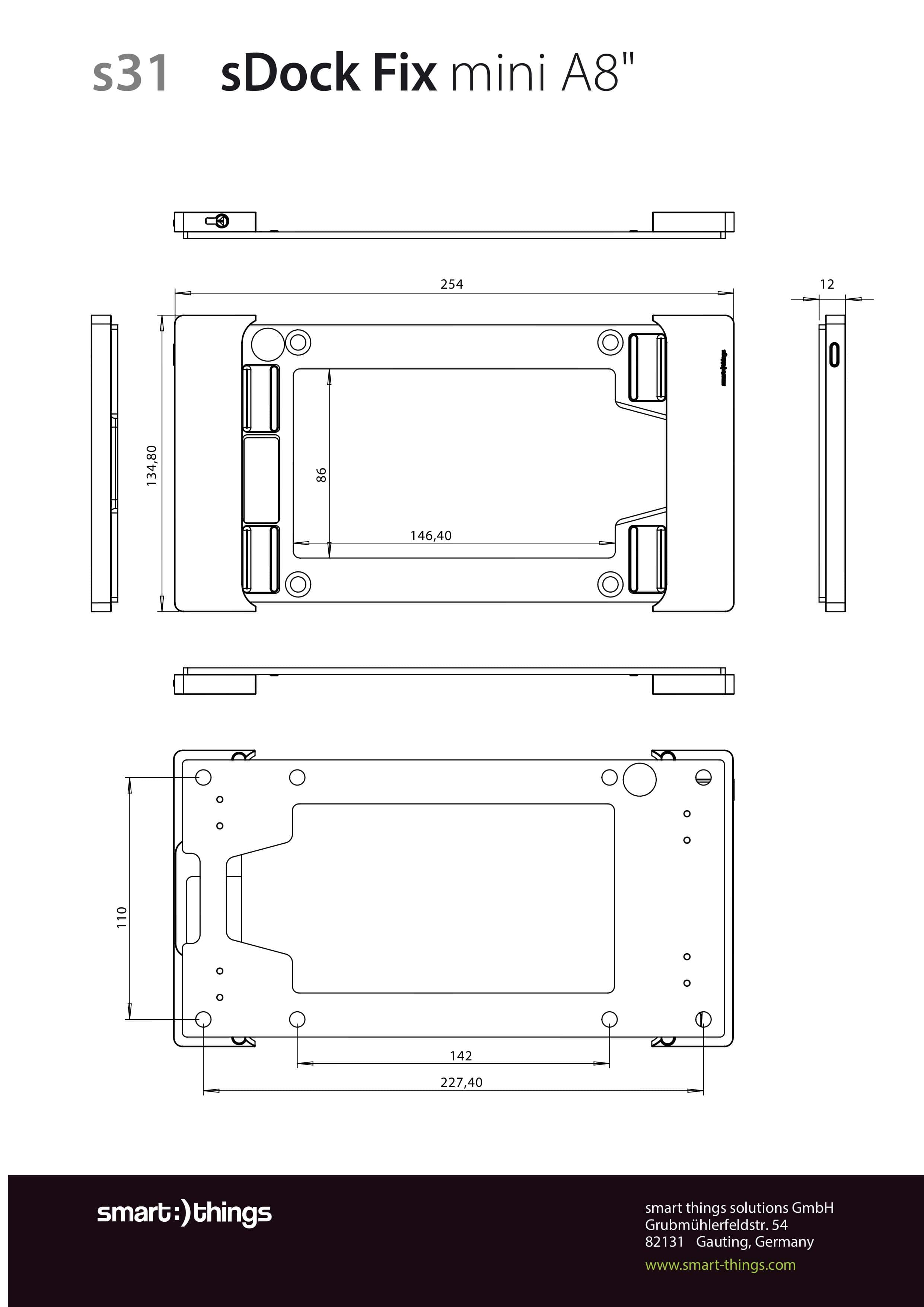 POE Texas Lockable Aluminum Wall Mount for Permanent iPad Mini 6 installations (Silver)