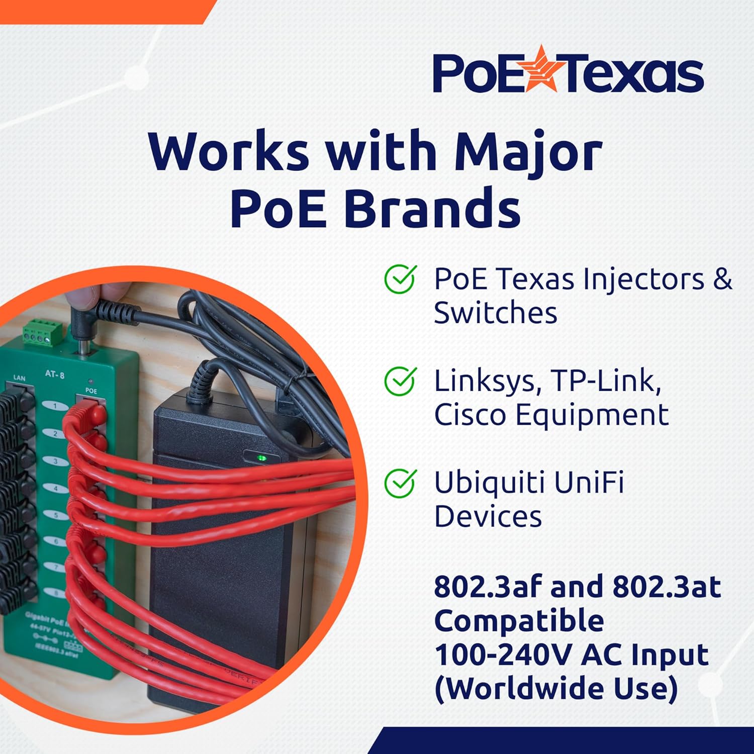 PoE Texas Power Supplies Power Supply 56 Volt 60 Watt - UL/FCC Certified