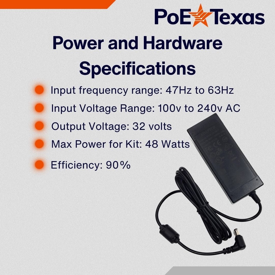 POE Texas Power Supply 32V 48W - UL/FCC Certified