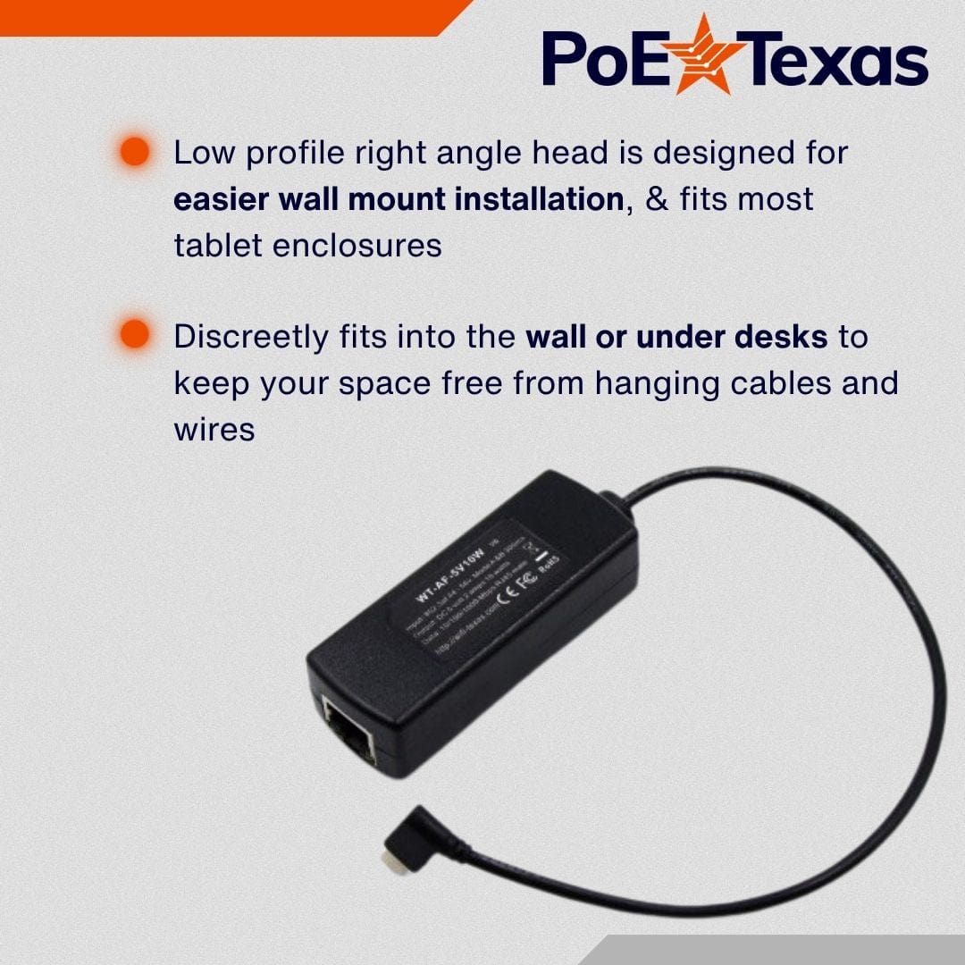 PoE Texas Splitter 802.3af PoE to 5 Volt Splitter for Lightning Devices (Power Only)