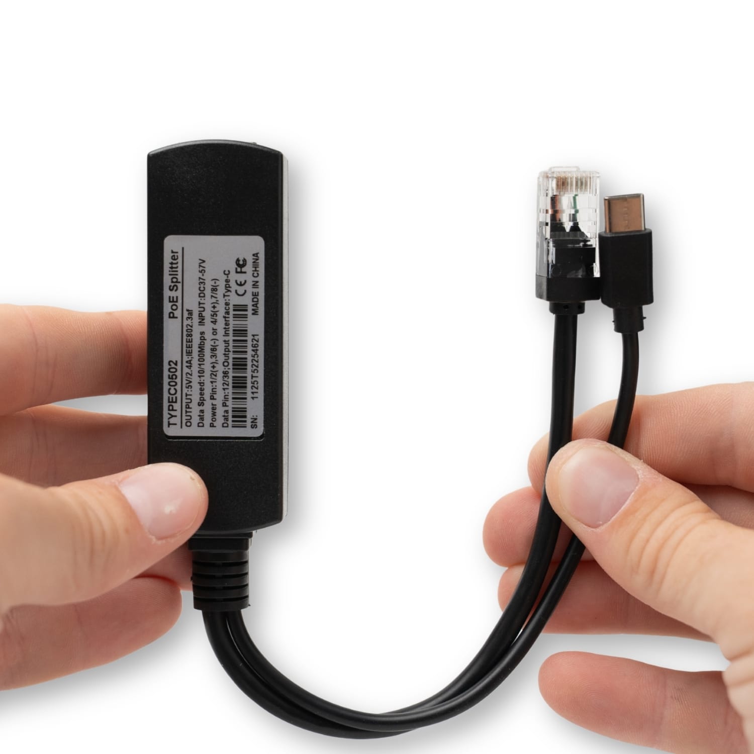 PoE Texas Splitter 802.3af PoE to 5V Splitter for USB-C Devices