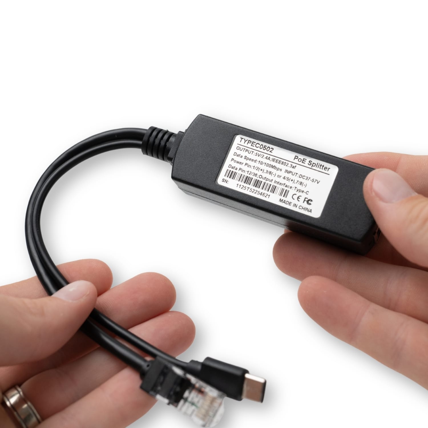 PoE Texas Splitter 802.3af PoE to 5V Splitter for USB-C Devices