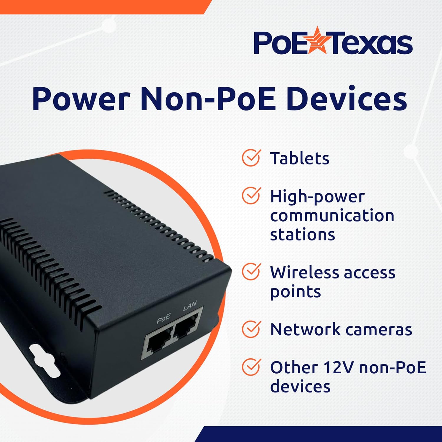 PoE Texas Splitter 802.3bt PoE++ to 12V Splitter with 60W Output