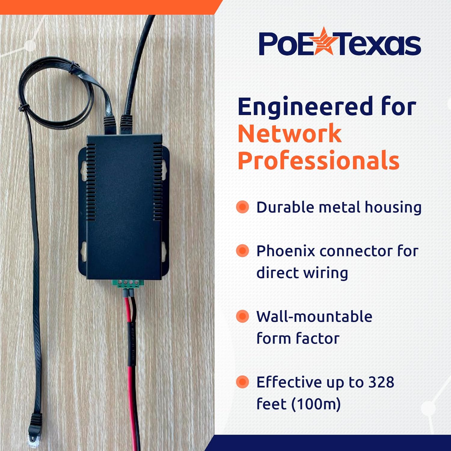 PoE Texas Splitter 802.3bt PoE++ to 12V Splitter with 60W Output