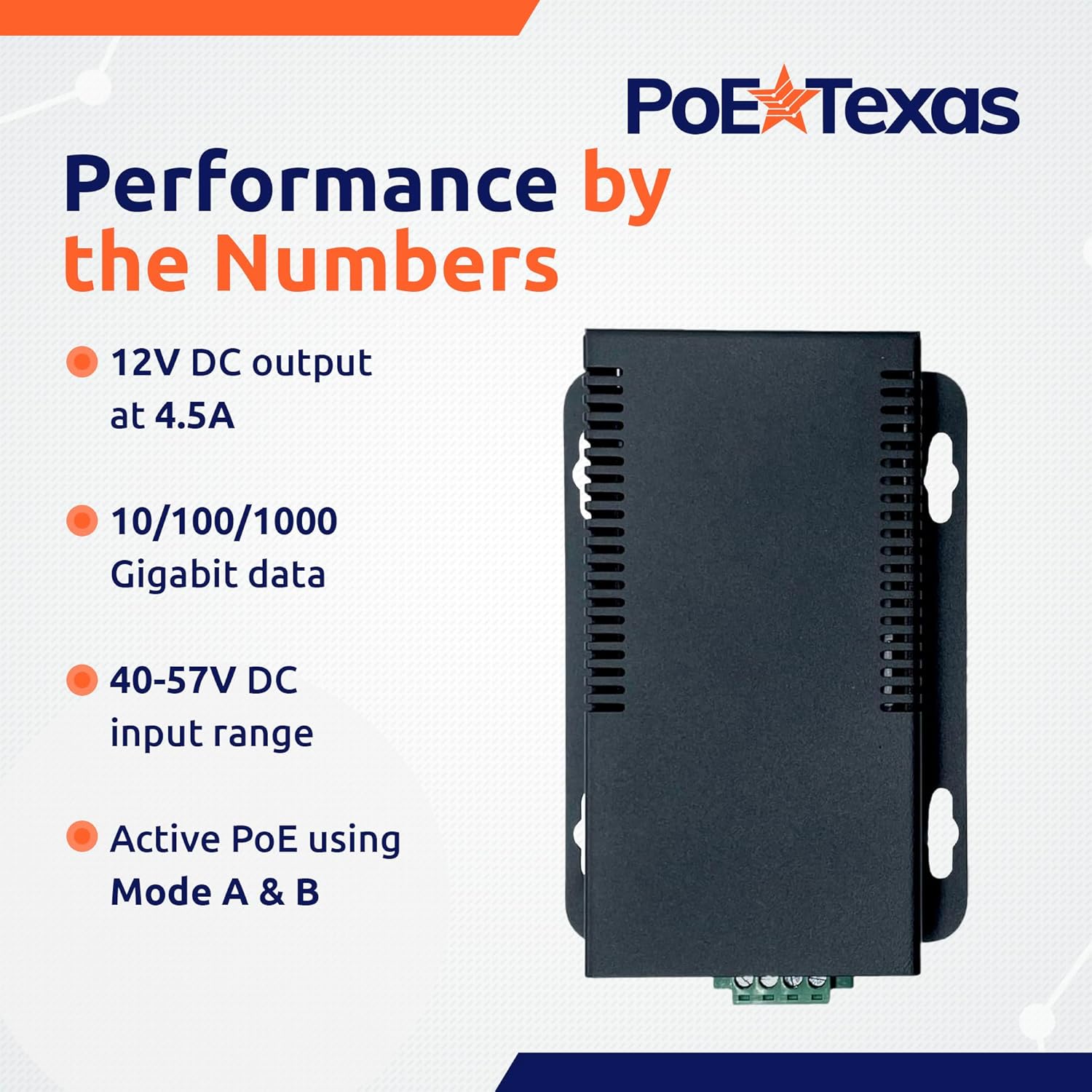 PoE Texas Splitter 802.3bt PoE++ to 12V Splitter with 60W Output